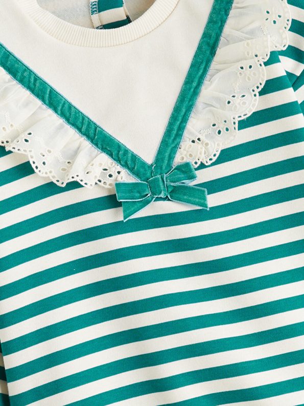 Girls' 2-piece set: striped blouse with wide-leg pants