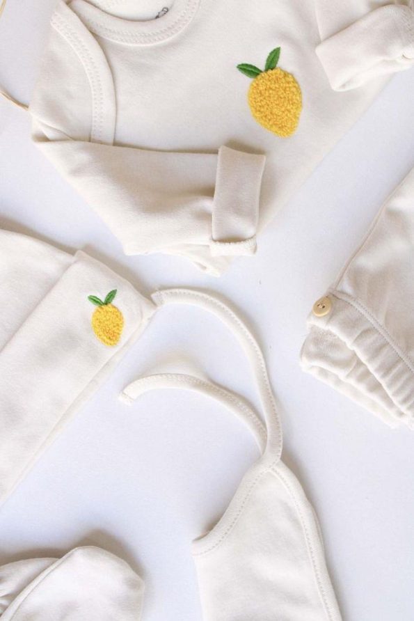 Lemon Embroidered 5-Piece Long Sleeve Newborn Set
