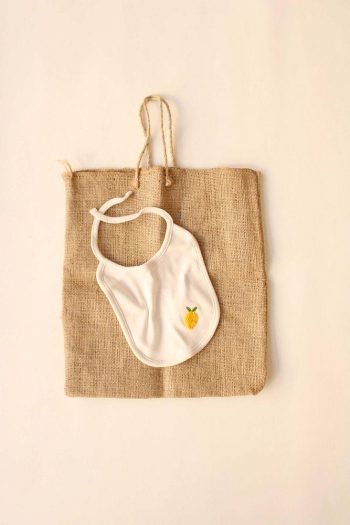 Embroidered Lemon Bib for Babies 0-3 Months
