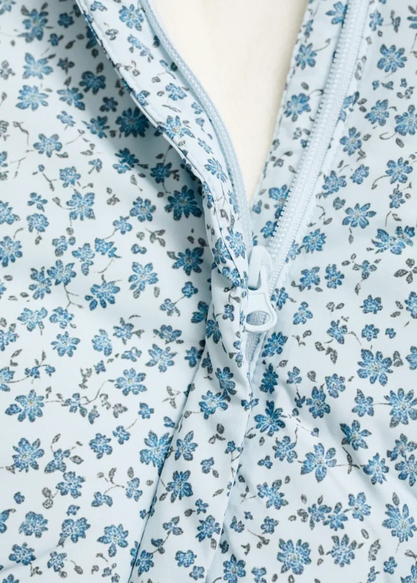 Floral Patterned Faux Fur Anorak