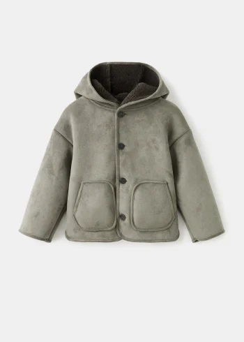 Faux Fur Lined Suede Coat