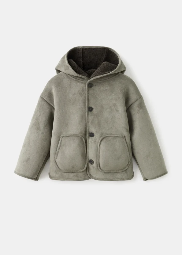 Faux Fur Lined Suede Coat