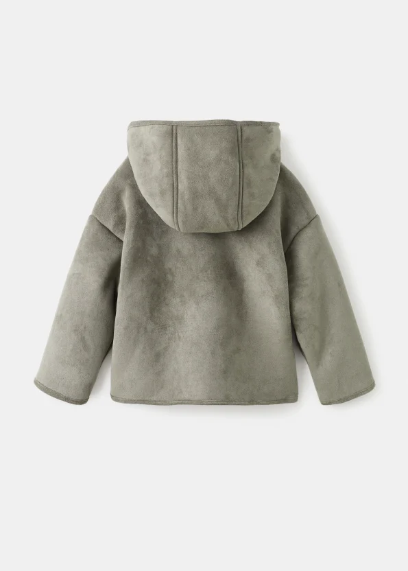 Faux Fur Lined Suede Coat