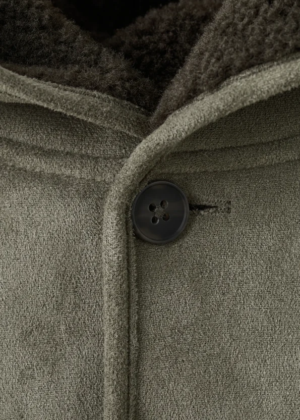 Faux Fur Lined Suede Coat