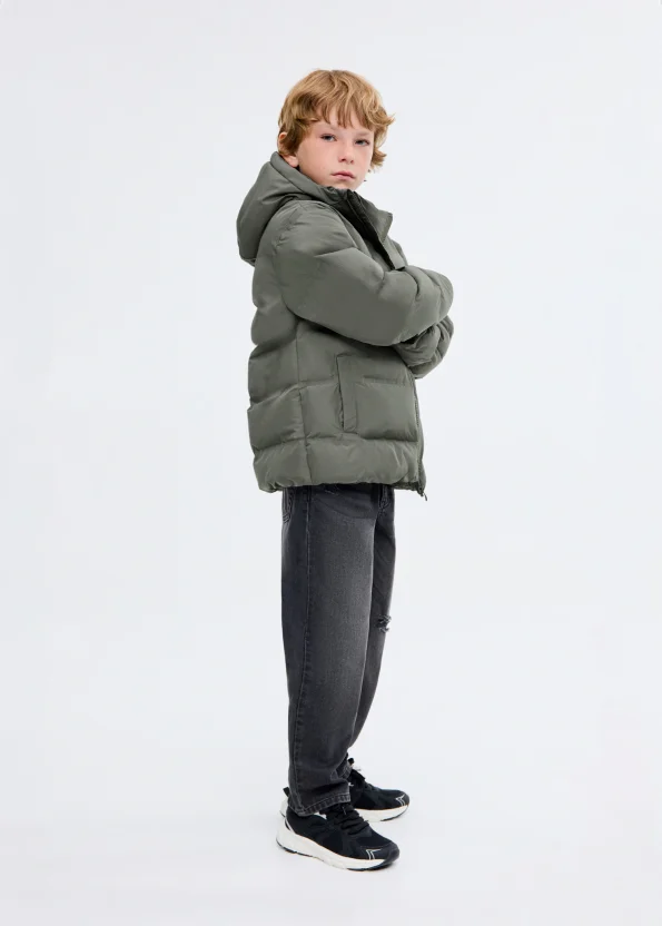Kapüşonlu kapitone anorak