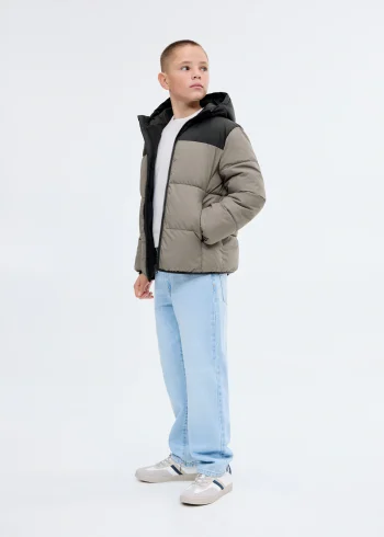 İki renkli kapitone anorak