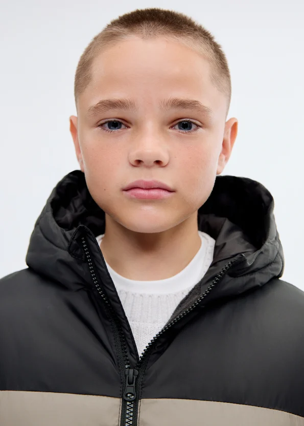 İki renkli kapitone anorak