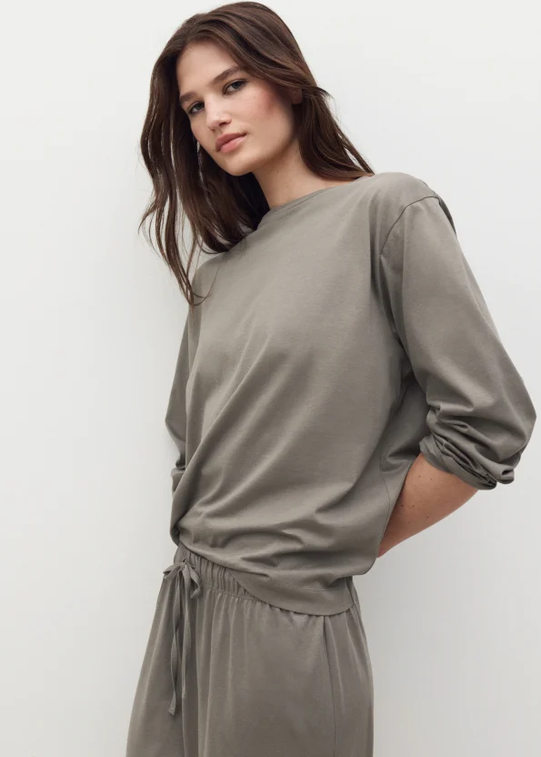 Solid Cotton Two-Piece Pajama Set