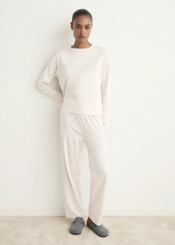 Plain Cotton Two-Piece Pajama Set