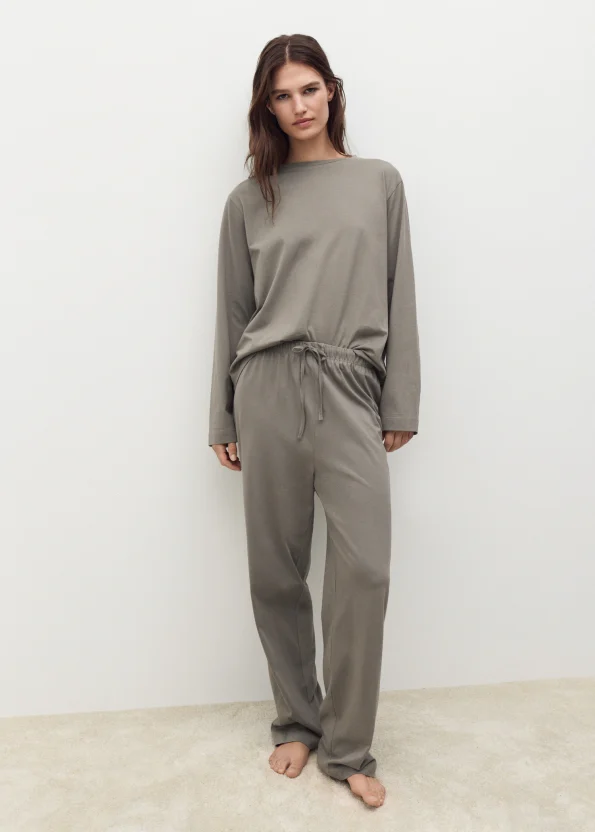 Solid Cotton Two-Piece Pajama Set