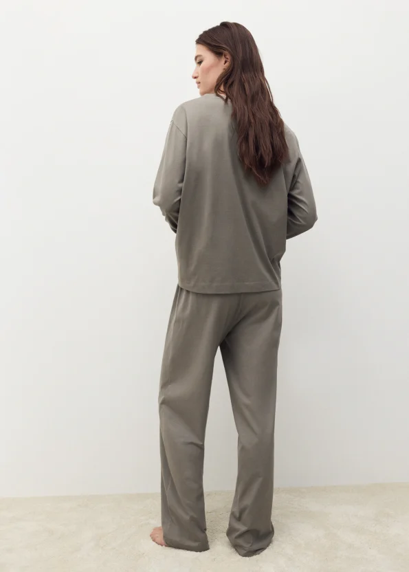 Solid Cotton Two-Piece Pajama Set