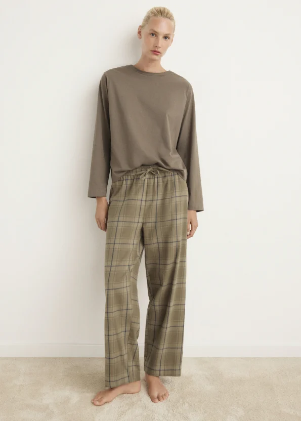 Two-Piece Checkered Flannel Pajama Set