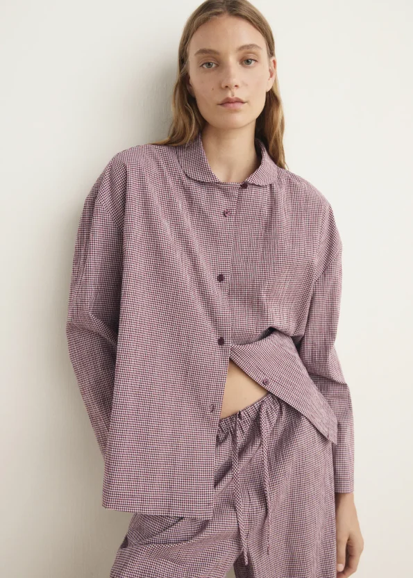 Cotton Two-Piece Checkered Pajama Set