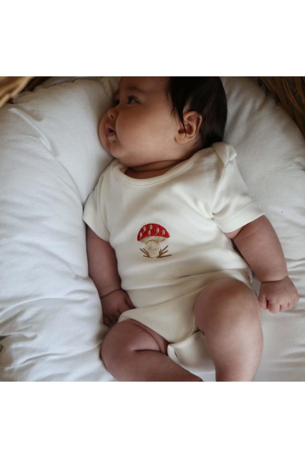 Mushroom Embroidered Snap Bodysuit