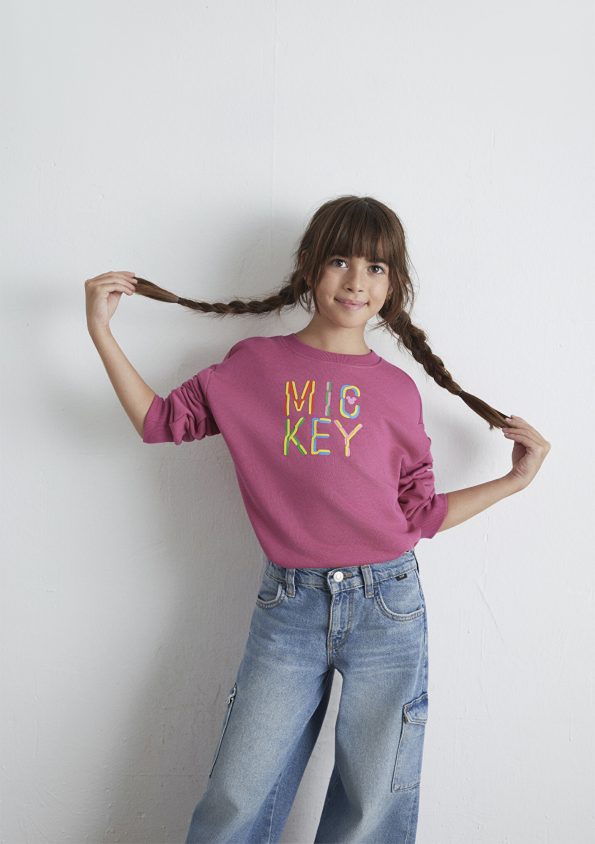 Mickey Printed Pink Sweatshirt