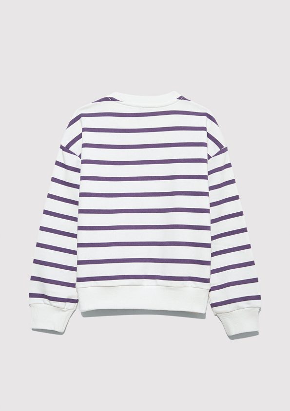 Purple Striped Sweatshirt with Logo Print