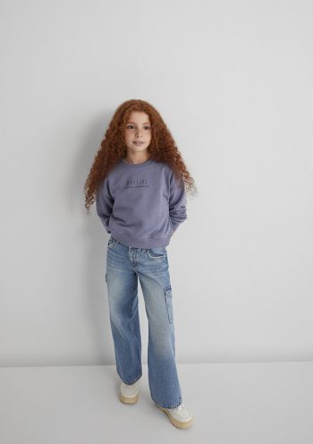 Embroidered Purple Sweatshirt for Girls