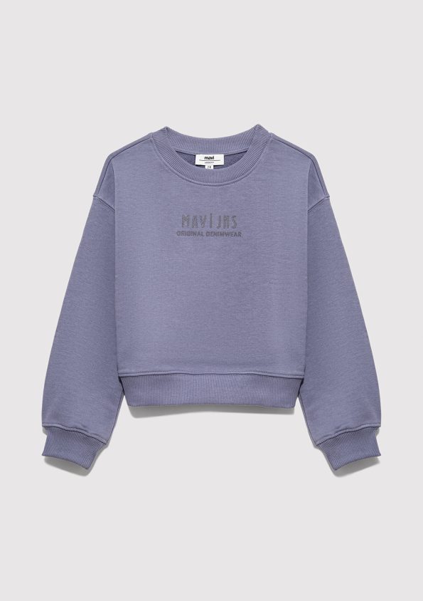 Embroidered Purple Sweatshirt for Girls