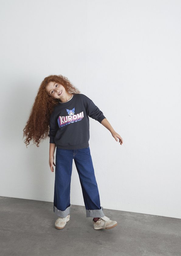 Kuromi Printed Charcoal Sweatshirt