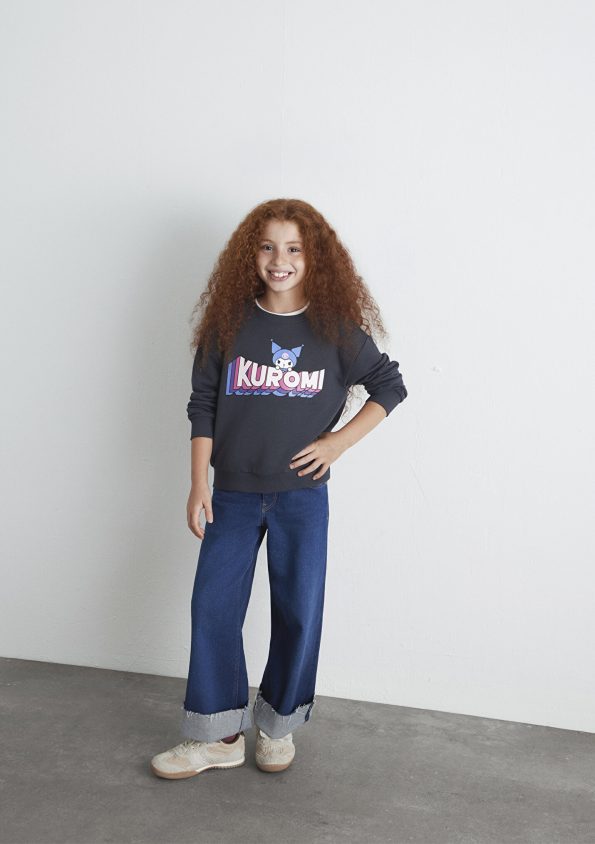 Kuromi Printed Charcoal Sweatshirt