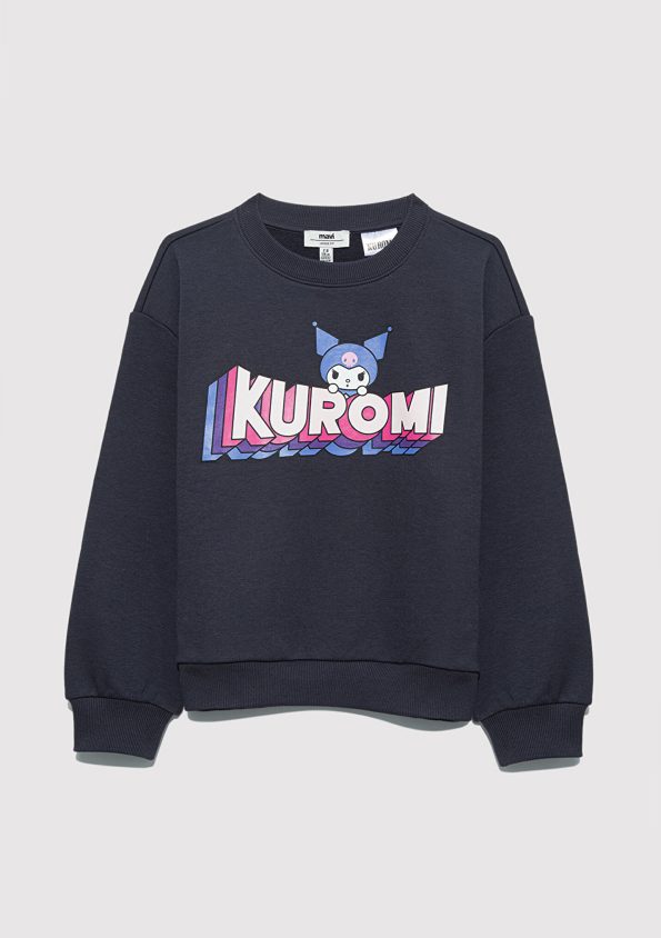 Kuromi Printed Charcoal Sweatshirt