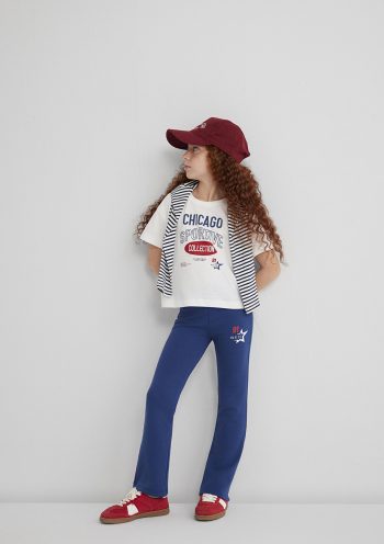 Navy Blue Flared Printed Leggings