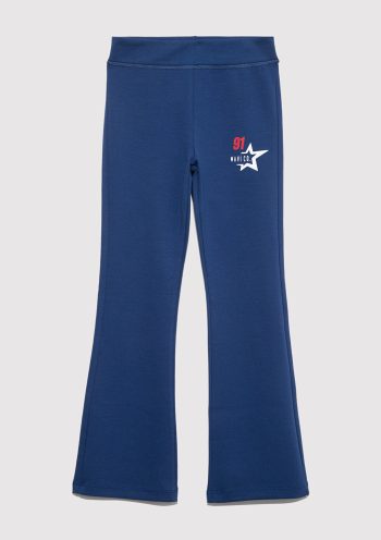 Navy Blue Flared Printed Leggings
