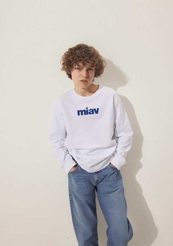 Meow Print White Kids Sweatshirt