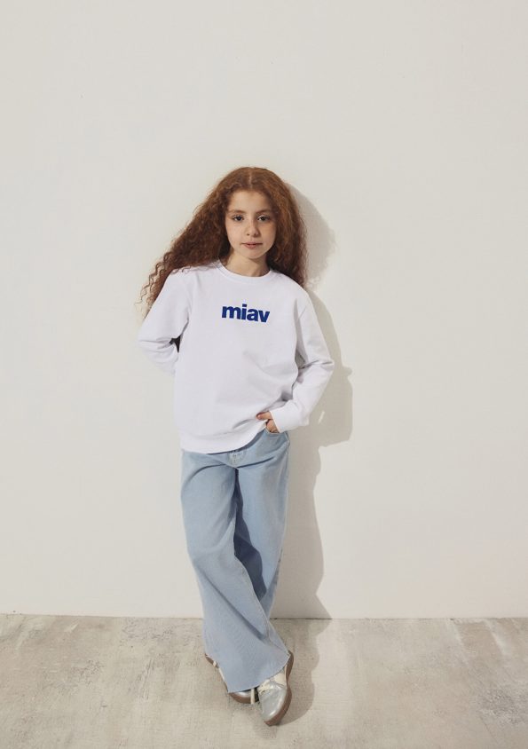 Meow Print White Kids Sweatshirt