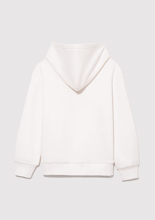 Blue Logo Printed Hooded White Sweatshirt