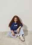 Meow Printed Blue Hoodie for Kids
