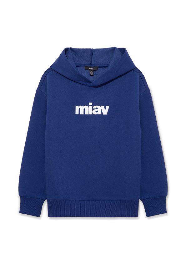 Meow Printed Blue Hoodie for Kids