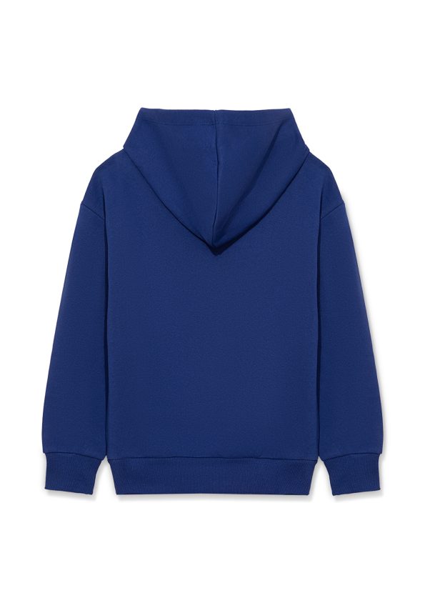 Meow Printed Blue Hoodie for Kids