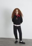 Black Sweatshirt with Dog Embroidery