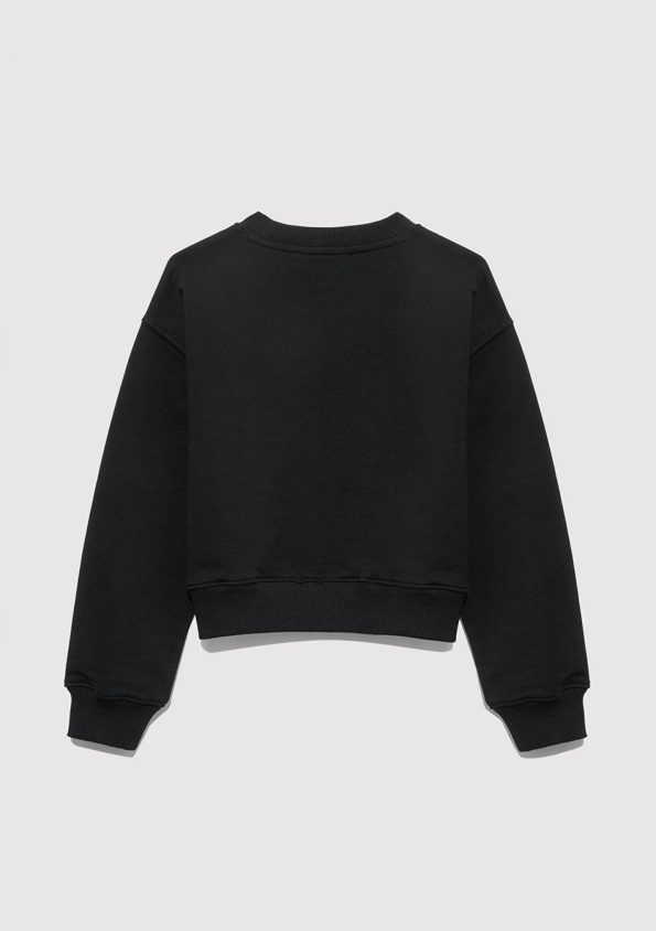 Black Sweatshirt with Dog Embroidery