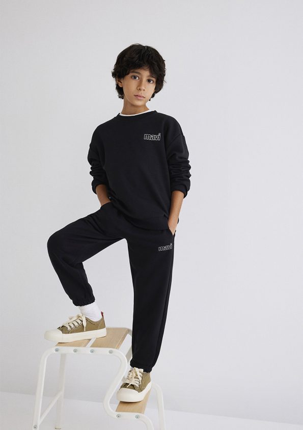 Black Sweatpants with Mavi Logo Print