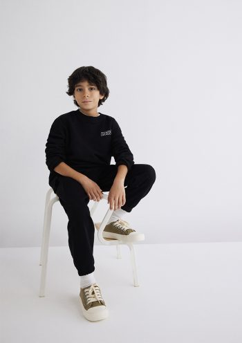 Blue Logo Printed Black Sweatshirt