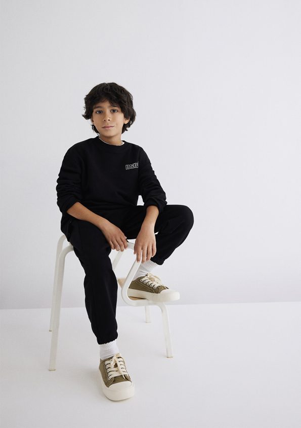Blue Logo Printed Black Sweatshirt
