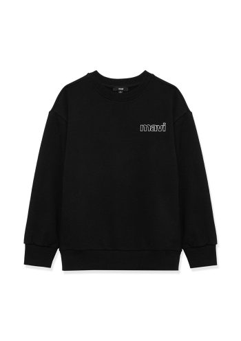 Blue Logo Printed Black Sweatshirt