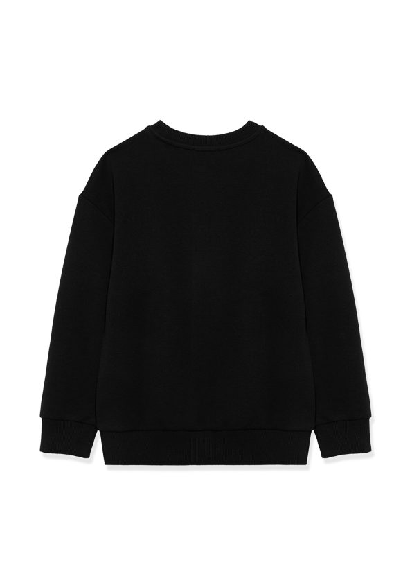 Blue Logo Printed Black Sweatshirt