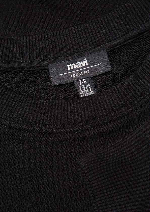 Blue Logo Printed Black Sweatshirt