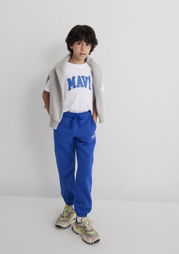 Blue Logo Print Sweatpants