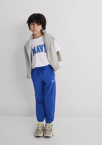 Blue Logo Print Sweatpants