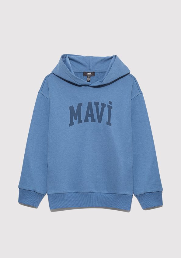 Blue Logo Printed Blue Sweatshirt