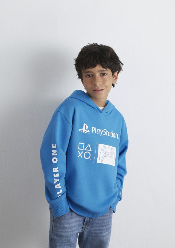 PlayStation Printed Blue Hoodie