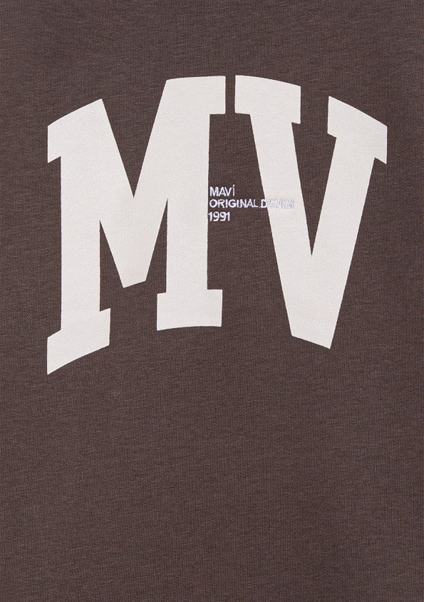 MV Printed Brown Sweatshirt
