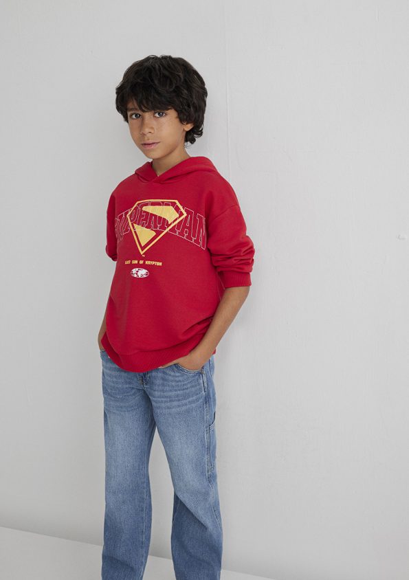 Superman Printed Red Sweatshirt