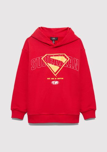 Superman Printed Red Sweatshirt