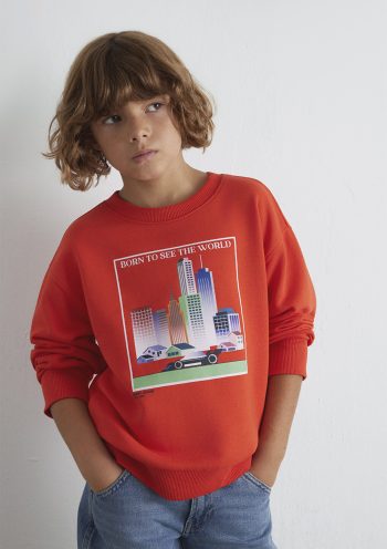 Printed Orange Sweatshirt