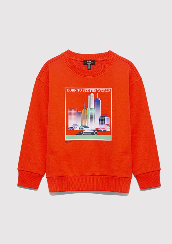 Printed Orange Sweatshirt